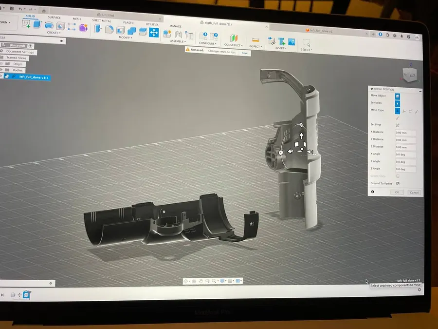 Profoto ფოტოაფეთქების კორპუსი: მოდელი Fusion 360-ში