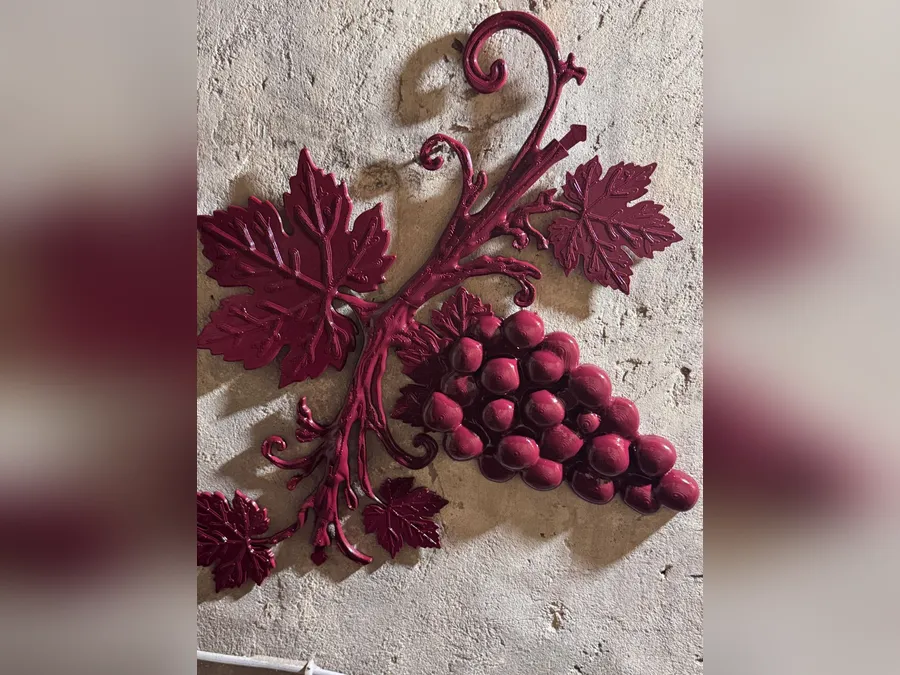 Grapevine for a wedding photo-zone arch: a painted piece of the vine on a wall